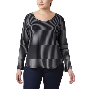 Columbia Ženske Majice S Kapuljačom - Firwood Camp Long Sleeve Plus Size Crne Prugice | RFVQ-25483